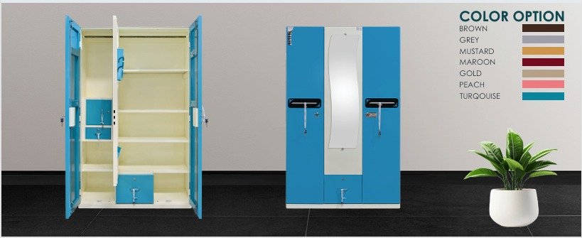 Premium 2 Door Steel Almirah with Mirror & Locker