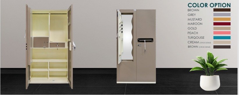 Premium 2 Door Steel Almirah with Mirror & Lockers