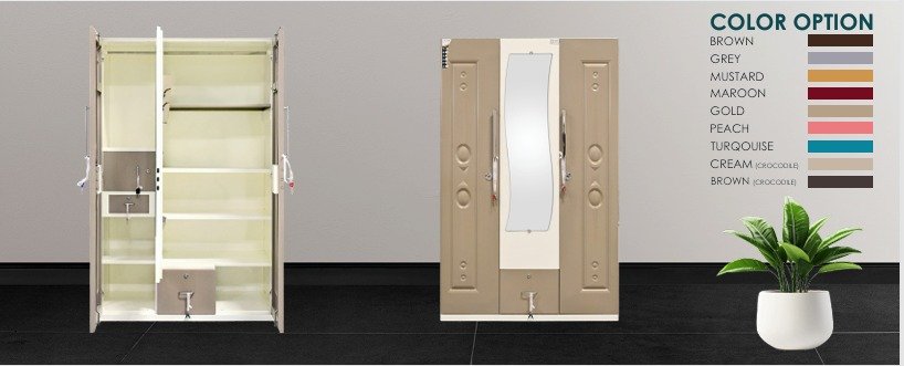 Premium 2 Door Steel Almirah with Mirror & Locker