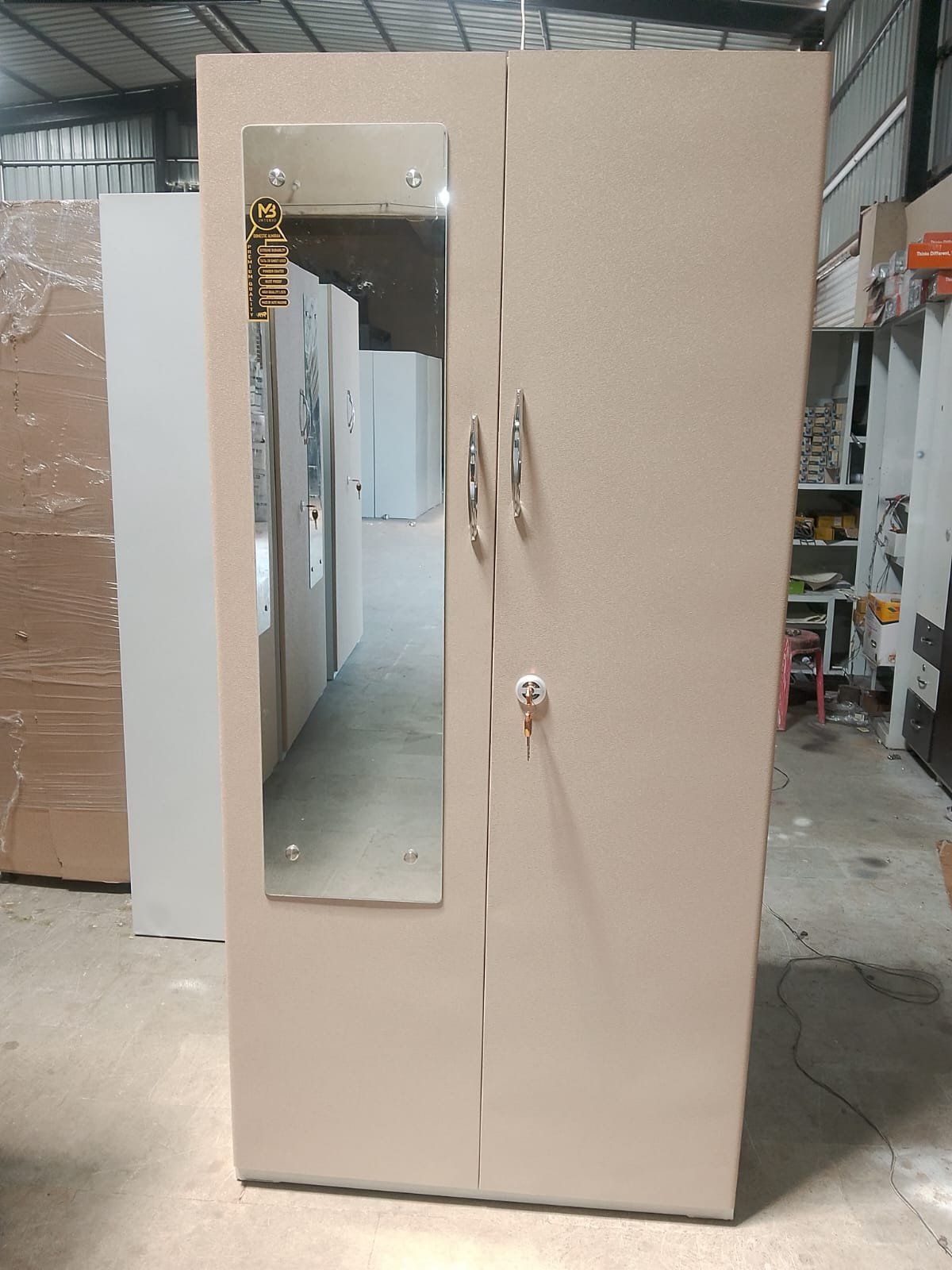 Premium 2 Door Steel Wardrobe with Mirror